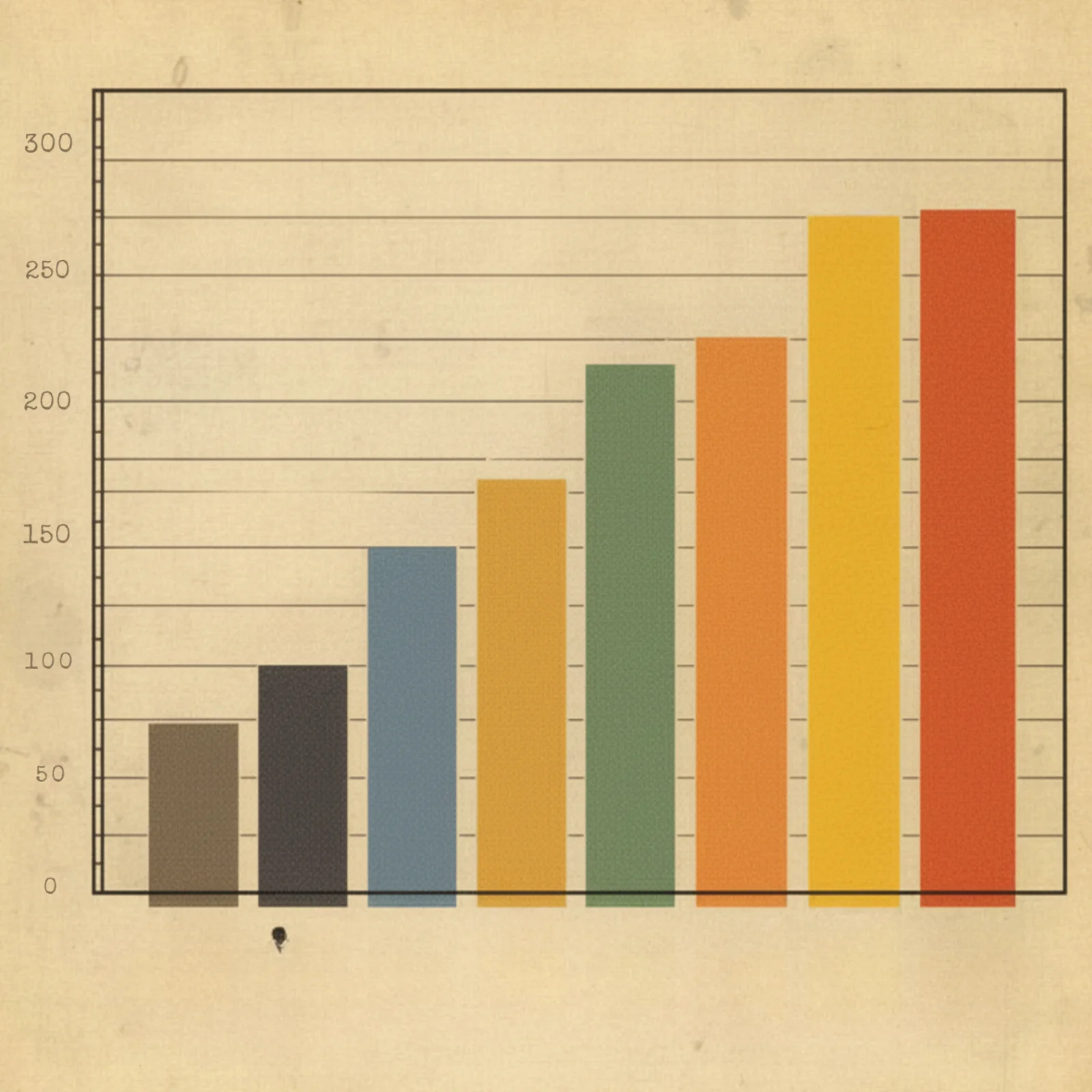 Un diagramme à barres ancien sur papier vieilli